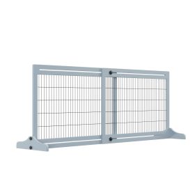 Freestanding Pet Gate Extra Wide 72" W x 27.25" H Adjustable Dog Cat Fence Blue Gray Freestanding Pet Gate Extra Wide 72" W x 27.25" H Adjustable Dog Cat Fence Blue Gray