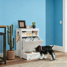 Pet Feeder Station Storage Cabinet, Dog Food Storage Container with Dog Raised Bowls Pet Feeder Station Storage Cabinet, Dog Food Storage Container with Dog Raised Bowls